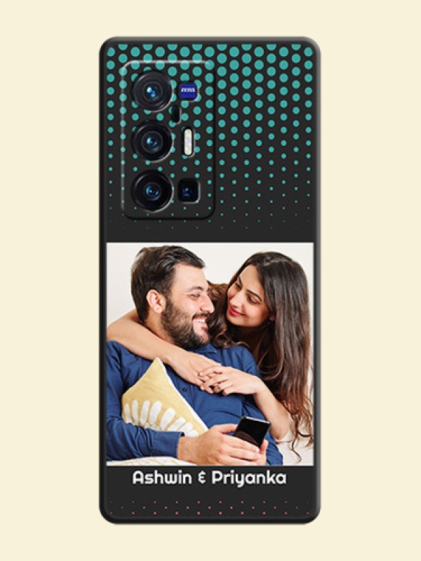 Faded Dots with Grunge Photo Frame and Text on Space Black Custom Soft Matte Phone Cases - Vivo X70 Pro Plus 5G