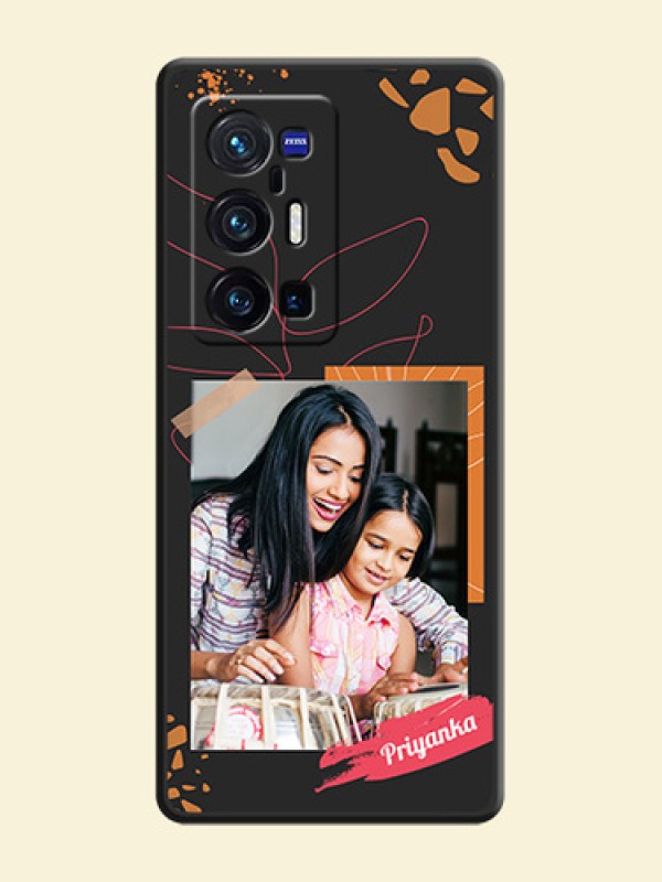 Orange Photo Frame on Space Black Custom Soft Matte Phone Back Cover - Vivo X70 Pro Plus 5G