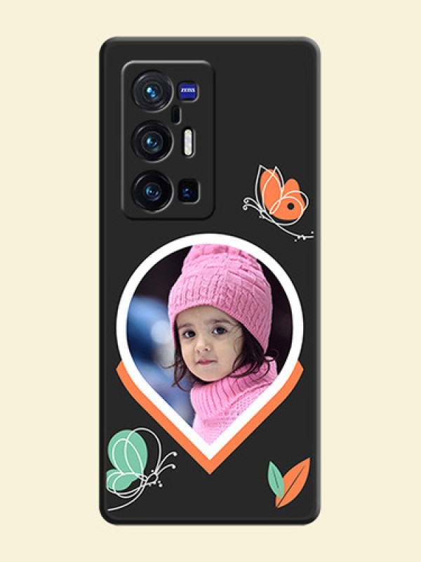 Upload Pic With Simple Butterly Design On Space Black Personalized Soft Matte Phone Covers -Vivo X70 Pro Plus 5G
