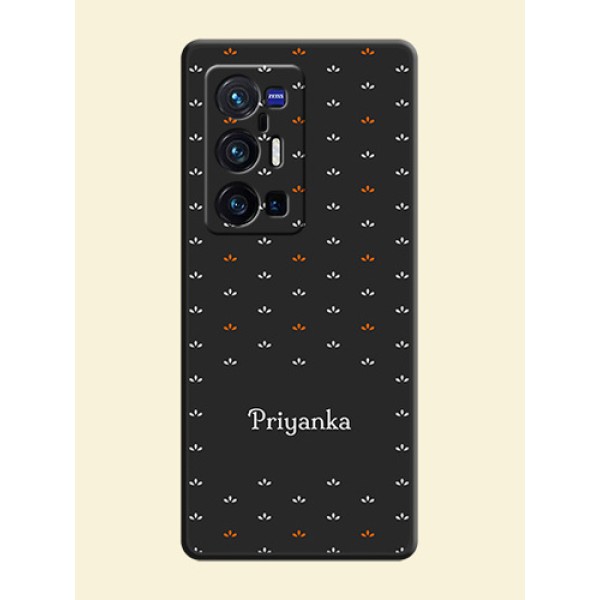 Simple Pattern With Custom Text On Space Black Personalized Soft Matte Phone Covers -Vivo X70 Pro Plus 5G