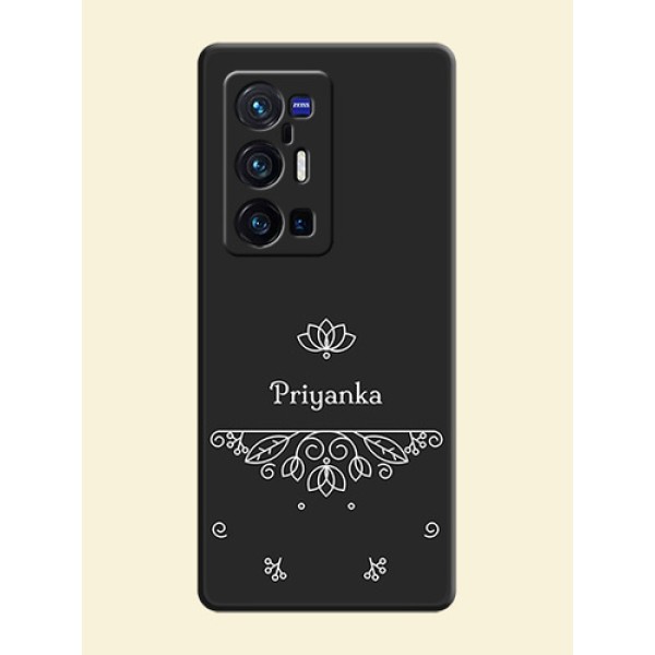 Lotus Garden Custom Text On Space Black Personalized Soft Matte Phone Covers -Vivo X70 Pro Plus 5G