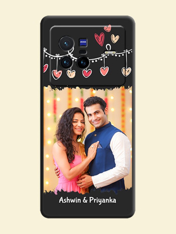 Pink Love Hangings with Name on Space Black Custom Soft Matte Phone Cases - Vivo X80 5G