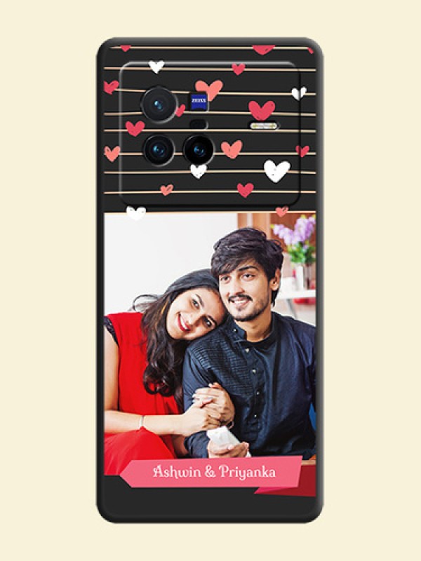 Love Pattern with Name on Pink Ribbon  on Photo on Space Black Soft Matte Back Cover - Vivo X80 5G