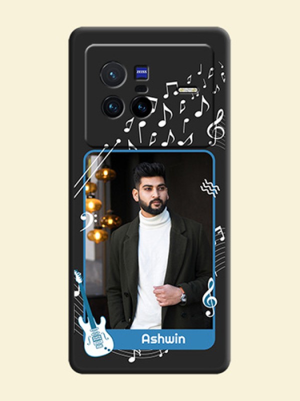 Musical Theme Design with Text on Photo on Space Black Soft Matte Mobile Case - Vivo X80 5G