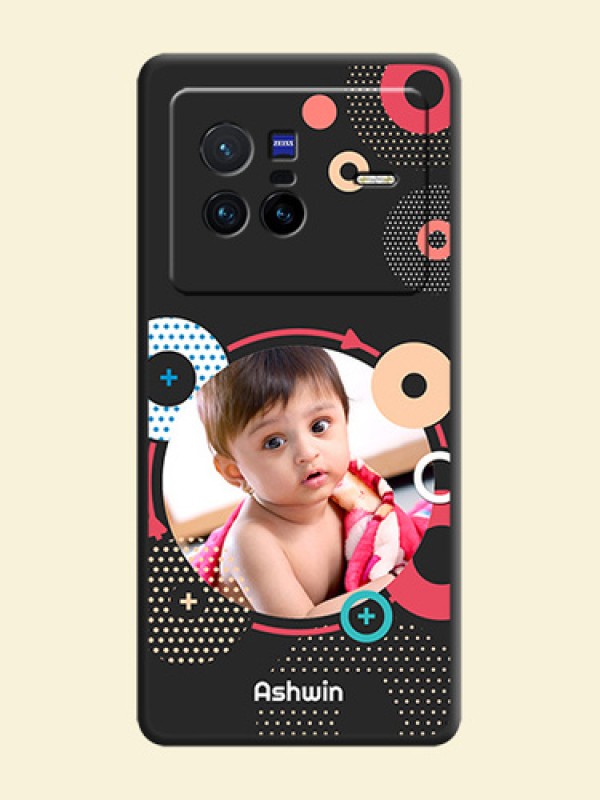 Multicoloured Round Image on Personalised Space Black Soft Matte Cases - Vivo X80 5G