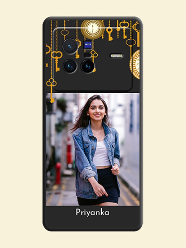 Decorative Design with Text on Space Black Custom Soft Matte Back Cover - Vivo X80 5G