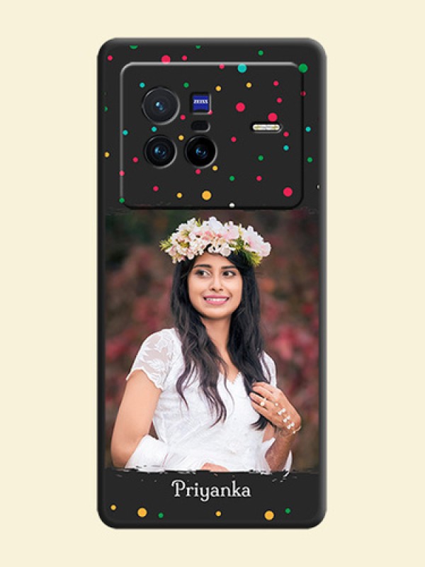 Multicolor Dotted Pattern with Text on Space Black Custom Soft Matte Phone Back Cover - Vivo X80 5G