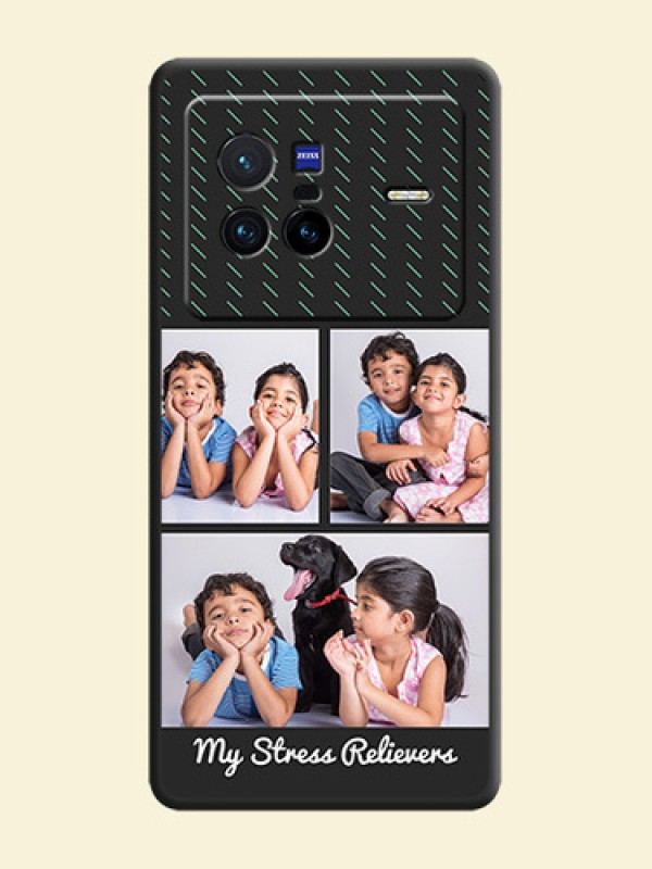 Cross Dotted Pattern with 2 Image Holder  on Personalised Space Black Soft Matte Cases - Vivo X80 5G