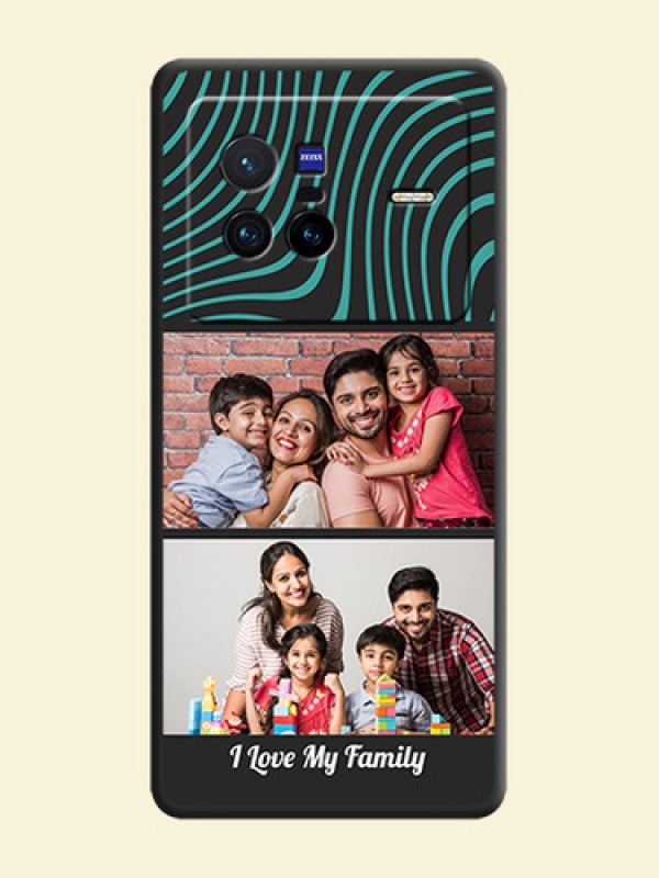 Wave Pattern with 2 Image Holder on Space Black Personalized Soft Matte Phone Covers - Vivo X80 5G