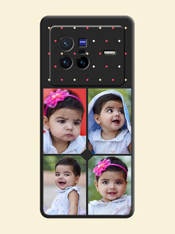 Multicolor Dotted Pattern with 4 Image Holder on Space Black Custom Soft Matte Phone Cases - Vivo X80 5G