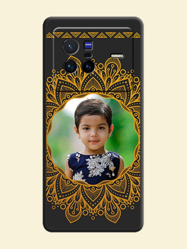 Round Image with Floral Design on Photo on Space Black Soft Matte Mobile Cover - Vivo X80 5G