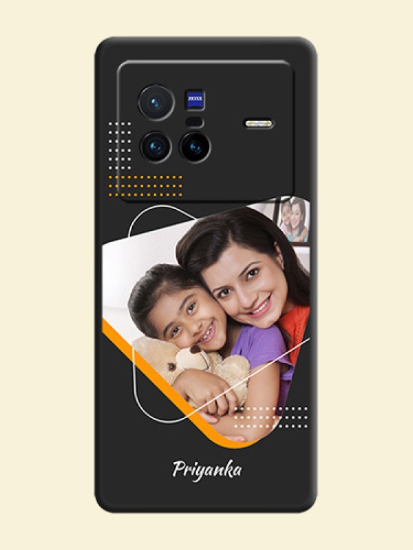 Yellow Triangle on Photo on Space Black Soft Matte Phone Cover - Vivo X80 5G