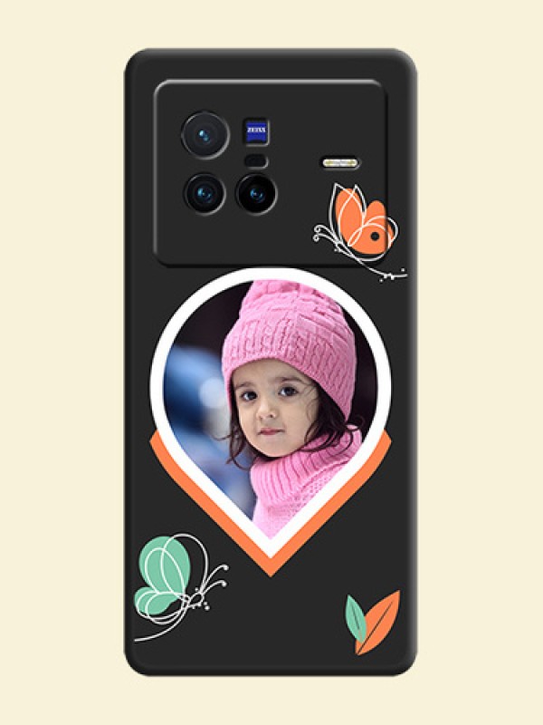 Upload Pic With Simple Butterly Design On Space Black Personalized Soft Matte Phone Covers -Vivo X80 5G