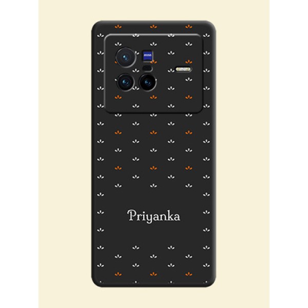 Simple Pattern With Custom Text On Space Black Personalized Soft Matte Phone Covers -Vivo X80 5G