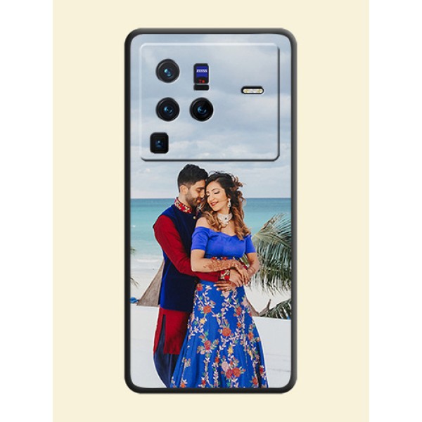 Full Single Pic Upload On Space Black Personalized Soft Matte Phone Covers -Vivo X80 Pro 5G