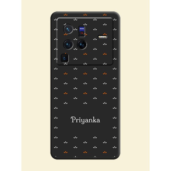 Simple Pattern With Custom Text On Space Black Personalized Soft Matte Phone Covers -Vivo X80 Pro 5G