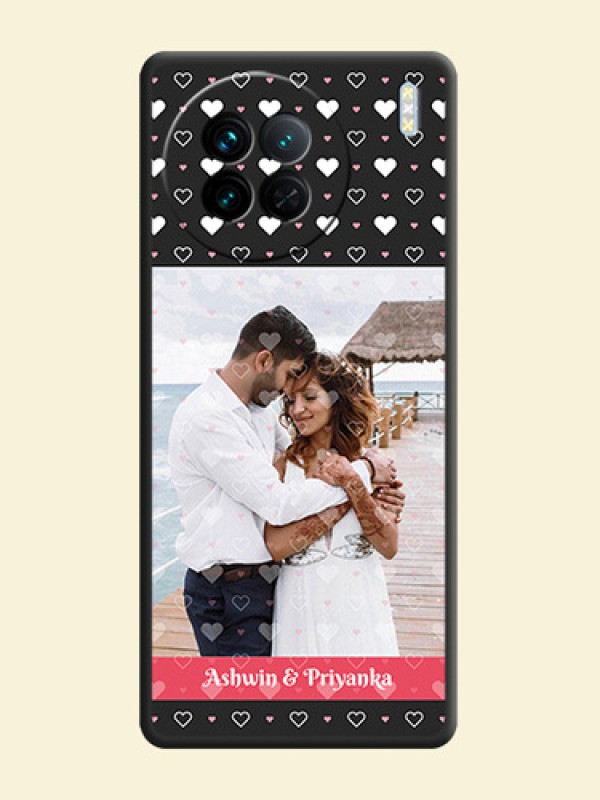 White Color Love Symbols with Text Design on Photo on Space Black Soft Matte Phone Cover - Vivo X90 5G