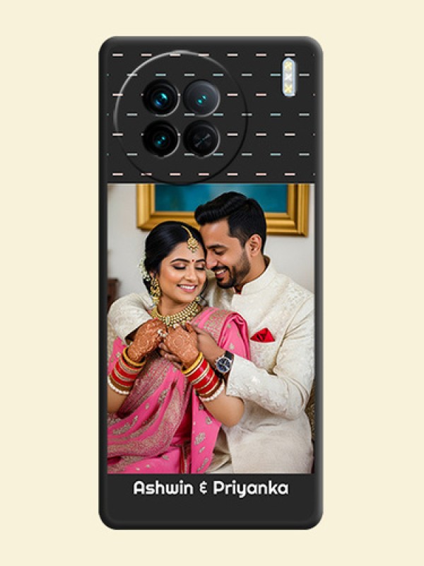 Line Pattern Design with Text on Space Black Custom Soft Matte Phone Back Cover - Vivo X90 5G