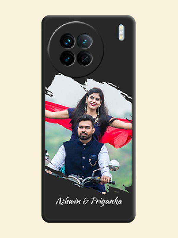 Grunge Brush Strokes on Photo on Space Black Soft Matte Back Cover - Vivo X90 5G