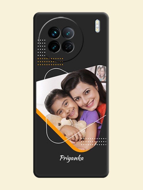 Yellow Triangle on Photo on Space Black Soft Matte Phone Cover - Vivo X90 5G