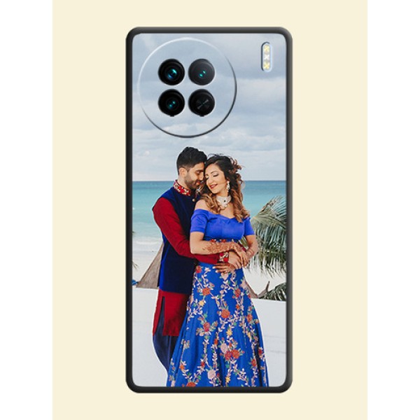 Full Single Pic Upload On Space Black Personalized Soft Matte Phone Covers -Vivo X90 5G