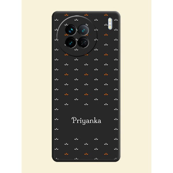 Simple Pattern With Custom Text On Space Black Personalized Soft Matte Phone Covers -Vivo X90 5G