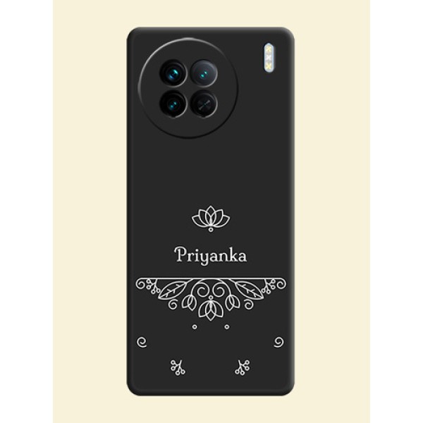 Lotus Garden Custom Text On Space Black Personalized Soft Matte Phone Covers -Vivo X90 5G