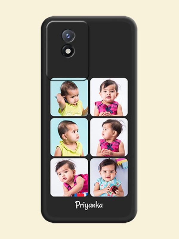 Floral Art with 6 Image Holder on Photo on Space Black Soft Matte Mobile Case - Vivo Y02t
