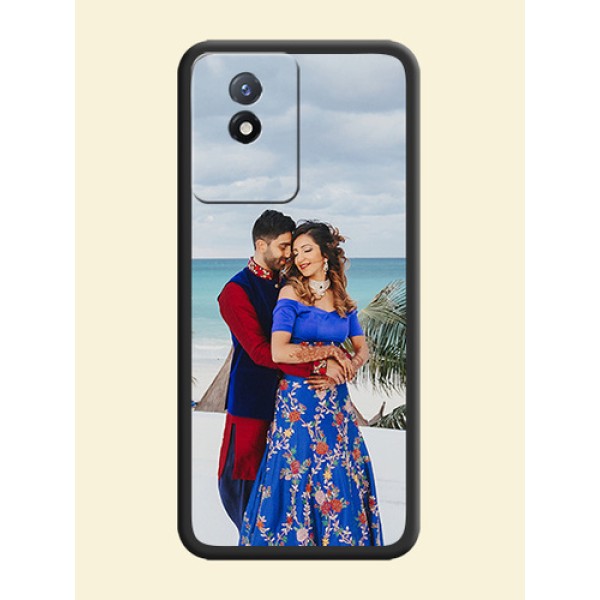 Full Single Pic Upload On Space Black Personalized Soft Matte Phone Covers -Vivo Y02T
