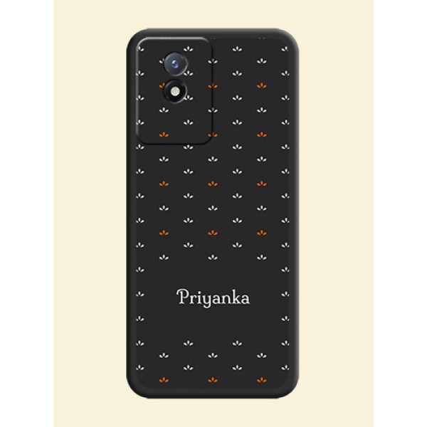 Simple Pattern With Custom Text On Space Black Personalized Soft Matte Phone Covers -Vivo Y02T