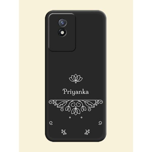 Lotus Garden Custom Text On Space Black Personalized Soft Matte Phone Covers -Vivo Y02T