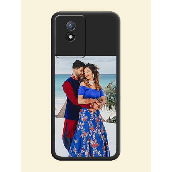 Image Upload With Space Black Color On Custom Soft Matte Mobile Back Cover - Vivo Y02T