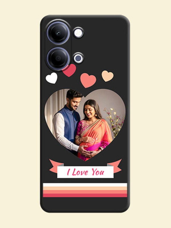 Love Shaped Photo with Colorful Stripes On Space Black Custom Soft Matte Mobile Back Cover - Vivo Y05 4G