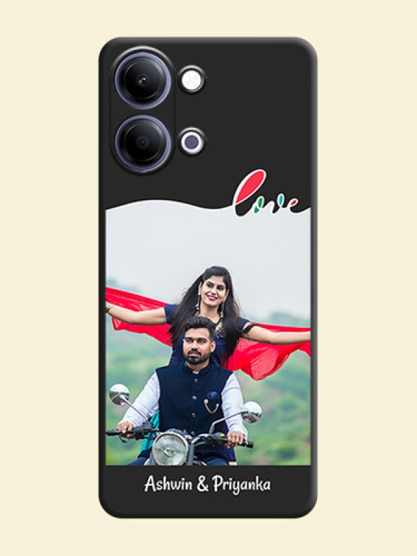 Fall in Love Pattern with Picture on Photo On Space Black Custom Soft Matte Mobile Back Cover - Vivo Y11 5G