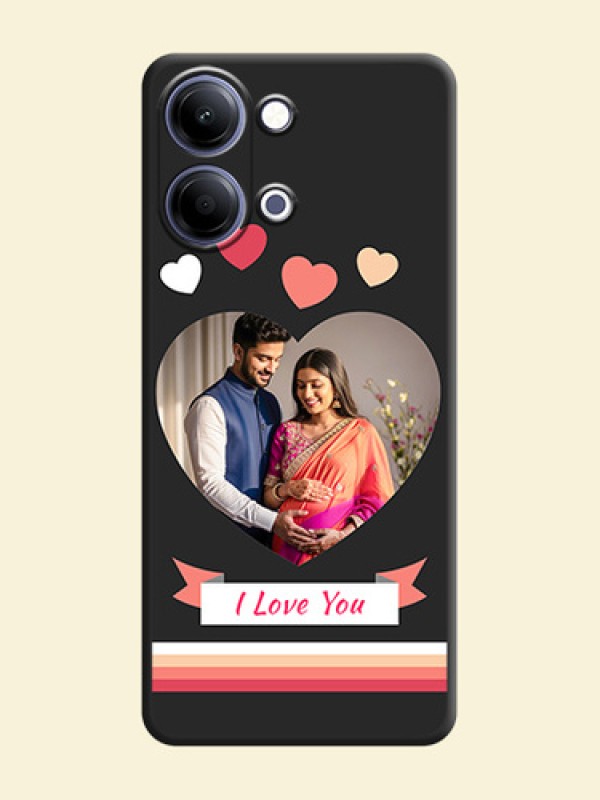 Love Shaped Photo with Colorful Stripes On Space Black Custom Soft Matte Mobile Back Cover - Vivo Y11 5G