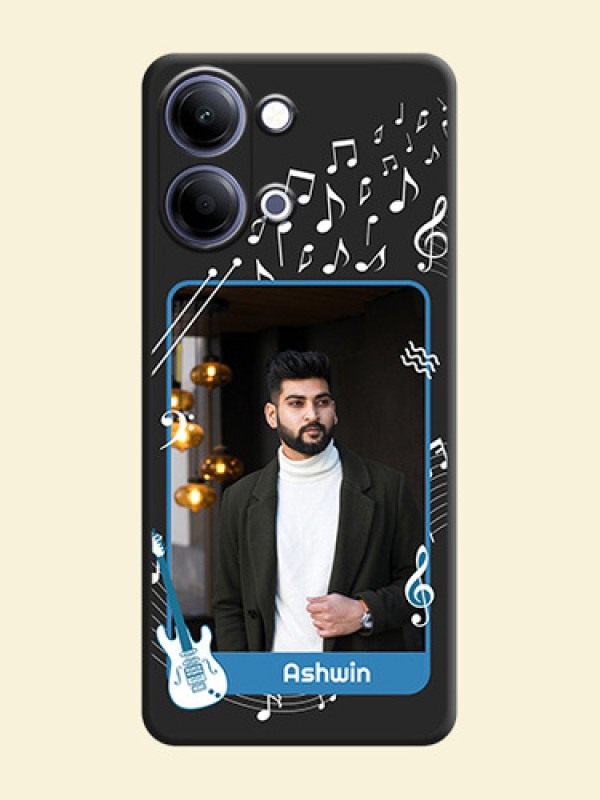 Musical Theme Design with Text on Photo On Space Black Custom Soft Matte Mobile Back Cover - Vivo Y11 5G