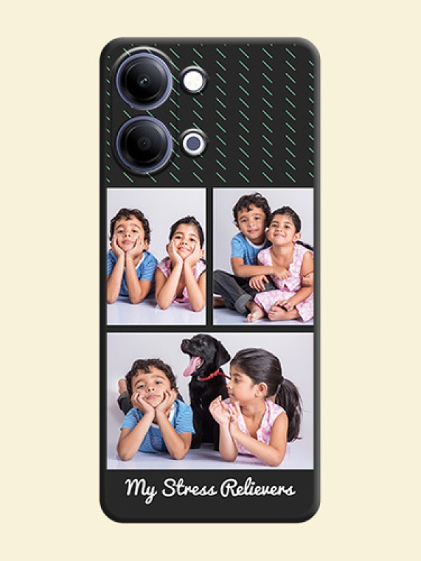 Cross Dotted Pattern with 2 Image Holder On Space Black Custom Soft Matte Mobile Back Cover - Vivo Y11 5G