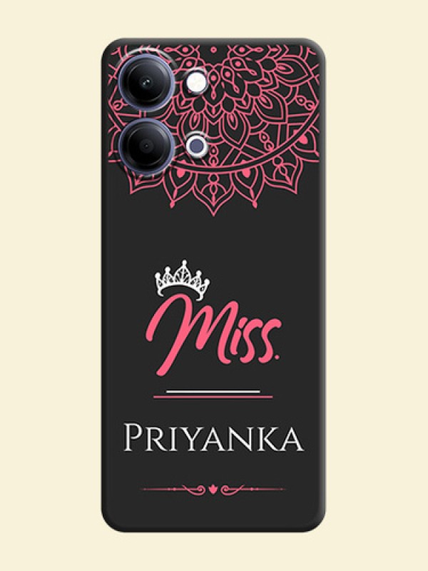 Mrs Name with Floral Design On Space Black Custom Soft Matte Mobile Back Cover - Vivo Y11 5G
