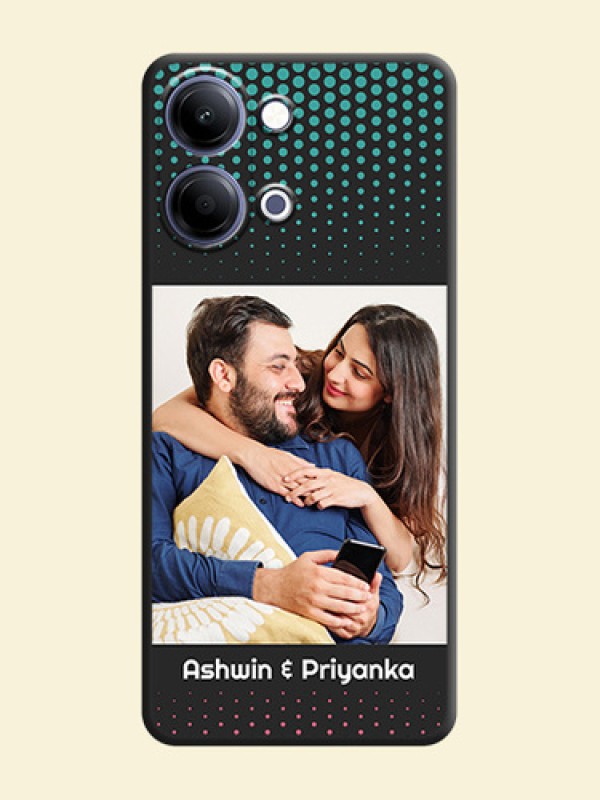 Faded Dots with Grunge Photo Frame and Text On Space Black Custom Soft Matte Mobile Back Cover - Vivo Y11 5G