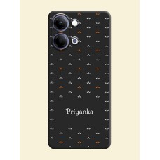 Simple Pattern With Custom Text On Space Black Custom Soft Matte Mobile Back Cover - Vivo Y11 5G