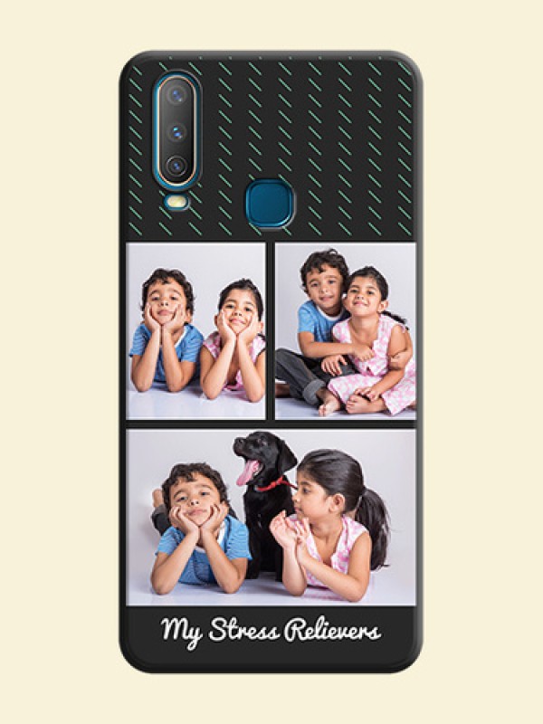 Cross Dotted Pattern with 2 Image Holder  on Personalised Space Black Soft Matte Cases - Vivo Y15