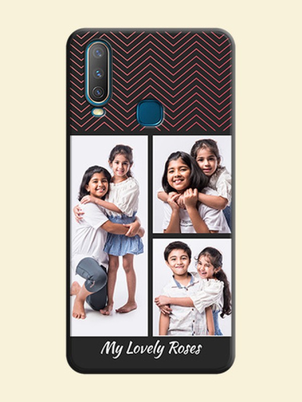 Wave Pattern with 3 Image Holder on Space Black Custom Soft Matte Back Cover - Vivo Y15
