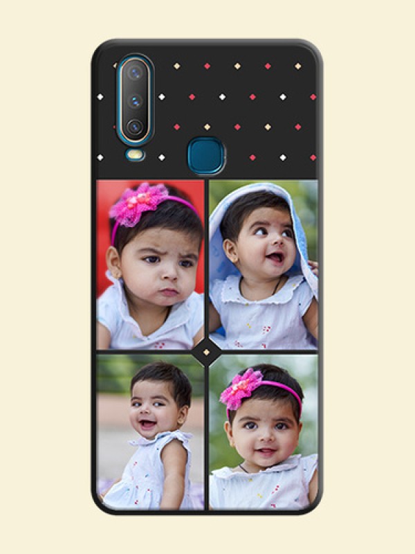 Multicolor Dotted Pattern with 4 Image Holder on Space Black Custom Soft Matte Phone Cases - Vivo Y15