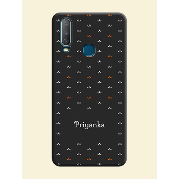 Simple Pattern With Custom Text On Space Black Personalized Soft Matte Phone Covers -Vivo Y15
