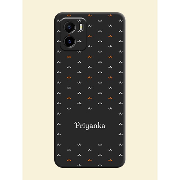Simple Pattern With Custom Text On Space Black Personalized Soft Matte Phone Covers -Vivo Y15C