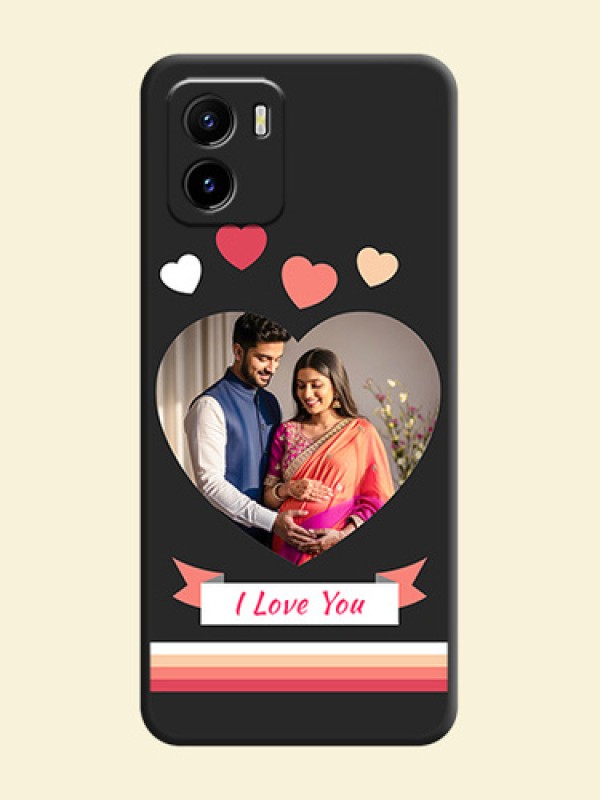 Love Shaped Photo with Colorful Stripes on Personalised Space Black Soft Matte Cases - Vivo Y15s