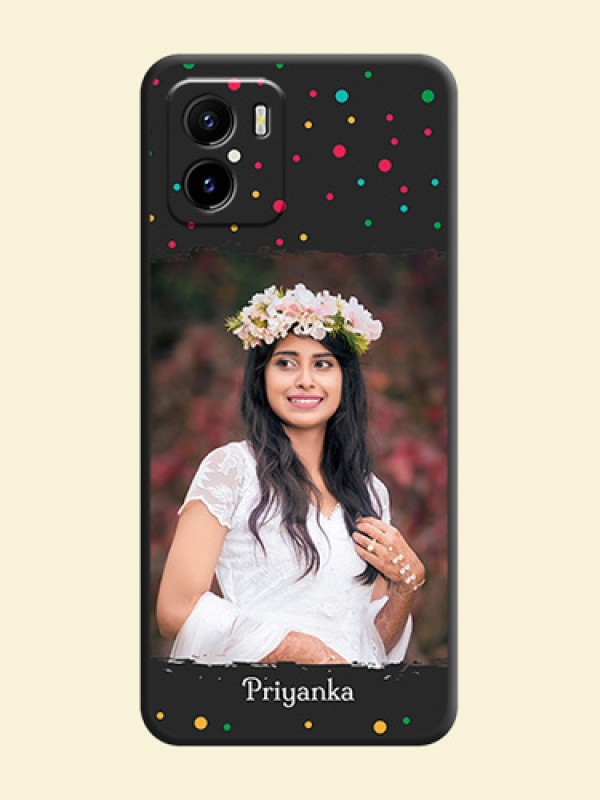 Multicolor Dotted Pattern with Text on Space Black Custom Soft Matte Phone Back Cover - Vivo Y15s