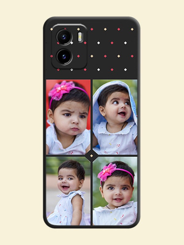 Multicolor Dotted Pattern with 4 Image Holder on Space Black Custom Soft Matte Phone Cases - Vivo Y15s