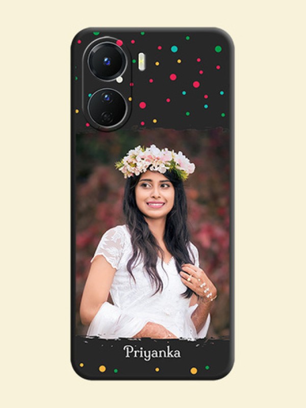 Multicolor Dotted Pattern with Text on Space Black Custom Soft Matte Phone Back Cover - Vivo Y16