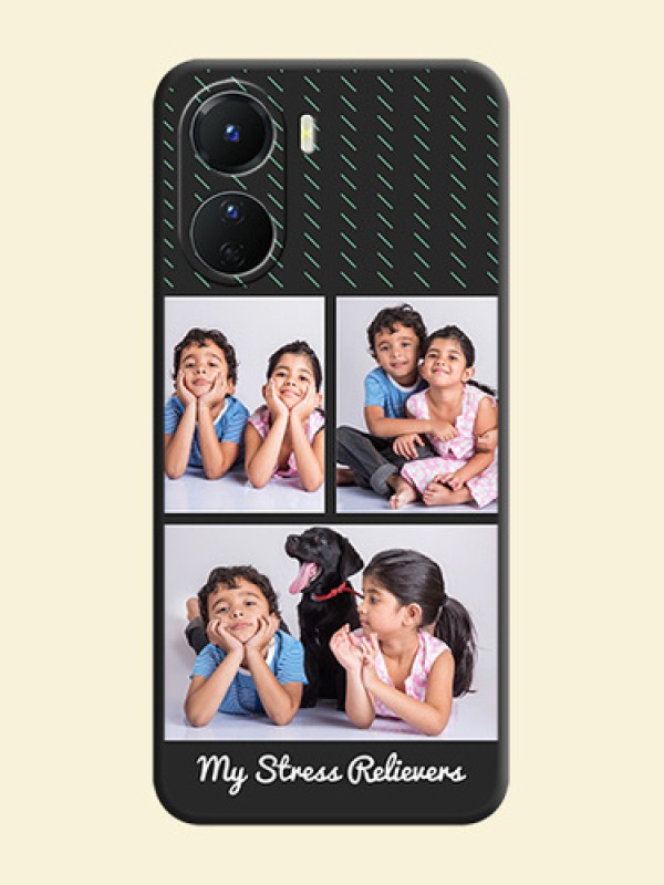 Cross Dotted Pattern with 2 Image Holder  on Personalised Space Black Soft Matte Cases - Vivo Y16
